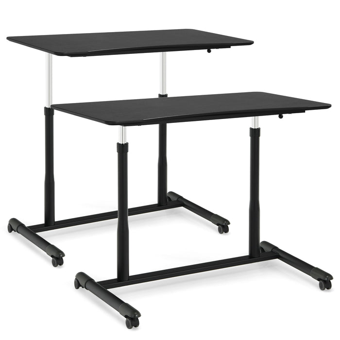 Height Adjustable Computer Desk Sit to Stand Rolling Notebook Table -Black