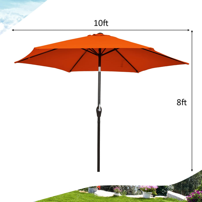 10 Feet Outdoor Patio Umbrella with Tilt Adjustment and Crank-Orange