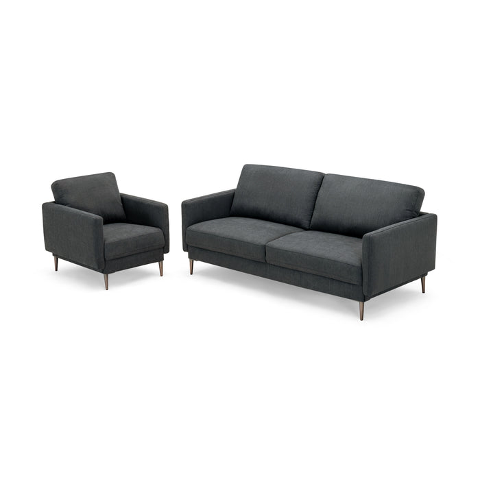 Modern Loveseat with Comfy Backrest Cushions-Gray