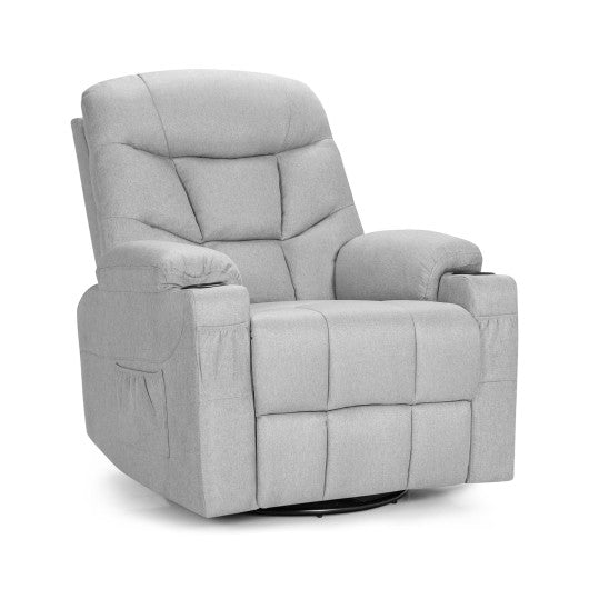 Massage Rocking Recliner Chair with Heat and Vibration-Gray