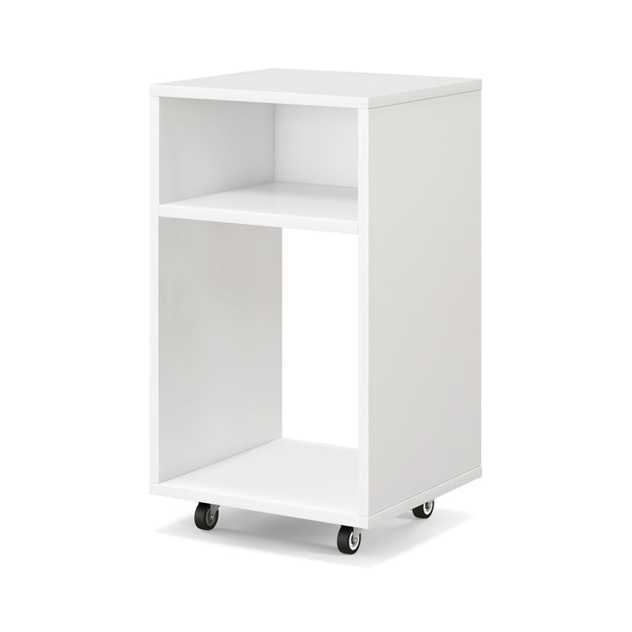 Mobile File Cabinet Wooden Printer Stand Vertical Storage Organizer-White