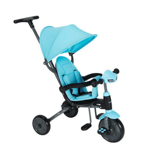 6-in-1 Foldable Baby Tricycle Toddler Stroller with Adjustable Handle-Blue