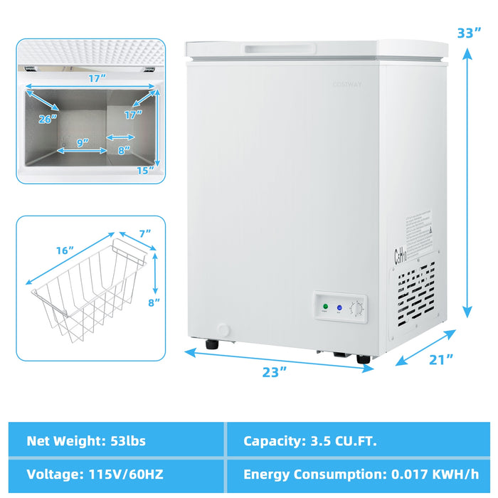 3.5/5 Cu.ft Compact Chest Freezer with Removable Storage Basket-3.5 Cubic