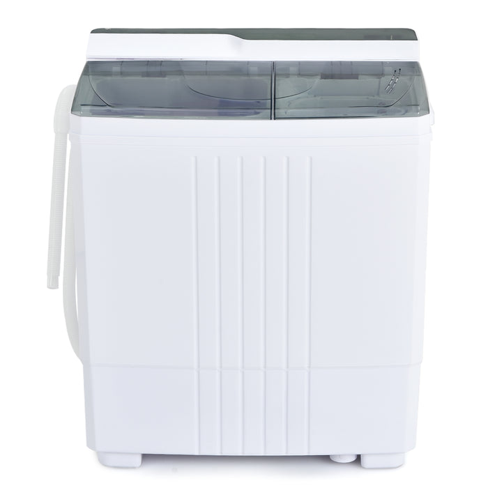 Twin Tub Portable Washing Machine with Timer Control and Drain Pump for Apartment-Gray