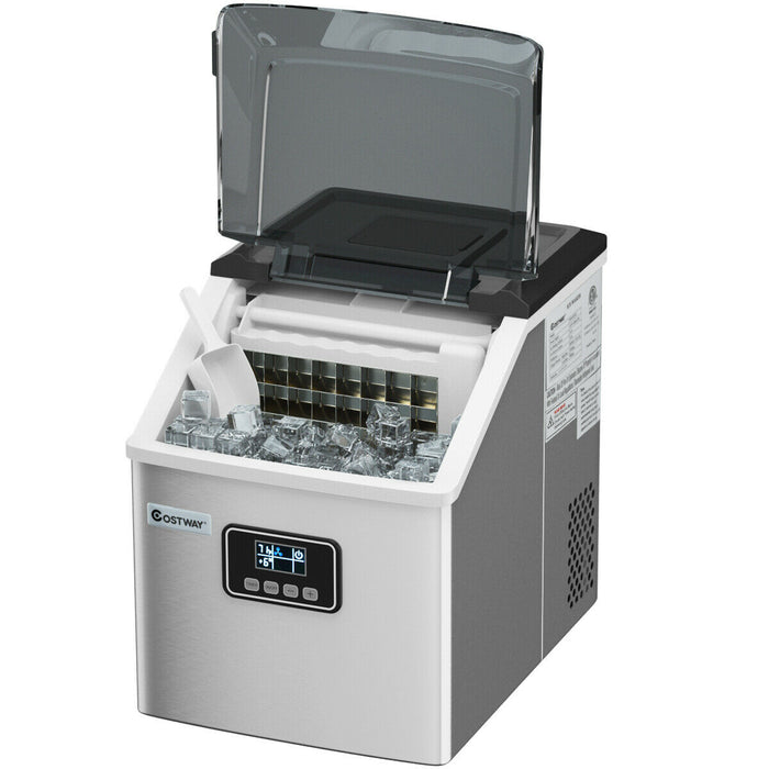 48 lbs Stainless Self-Clean Ice Maker with LCD Display