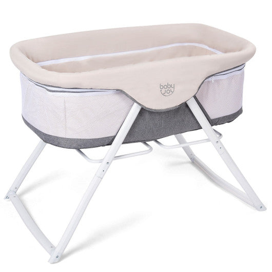 Portable Newborn Rocking Foldaway Baby Bassinet Crib-Gray