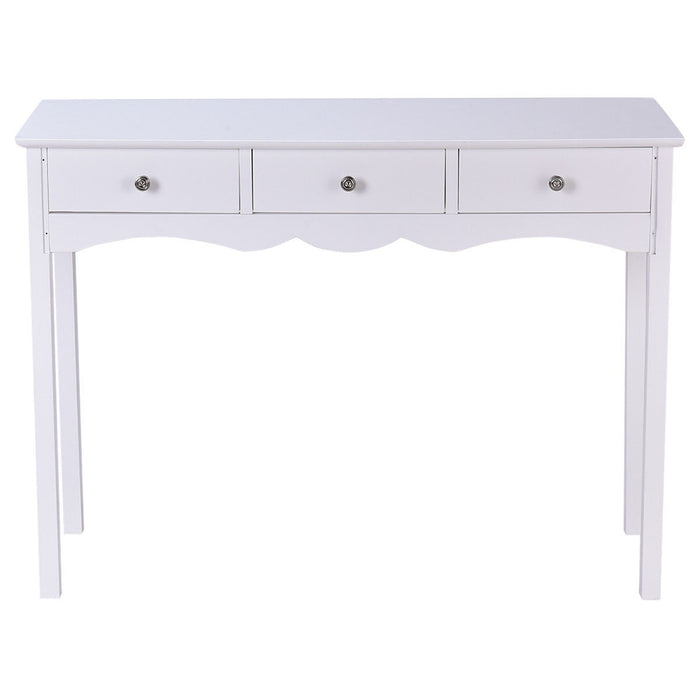 Side Sofa Table with Storage 3-Drawers-white