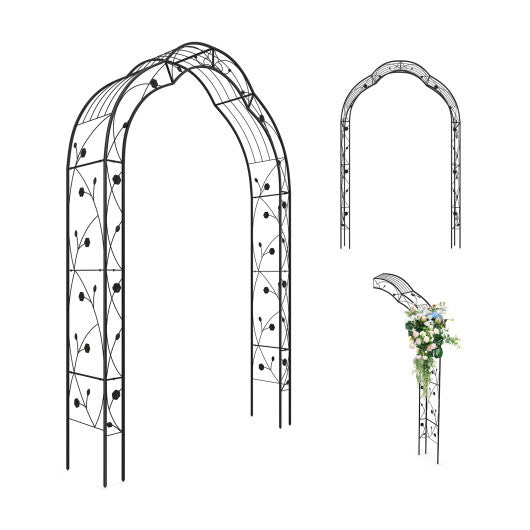 Garden Arch Arbor Trellis for Climbing Plants Roses Vines-Black