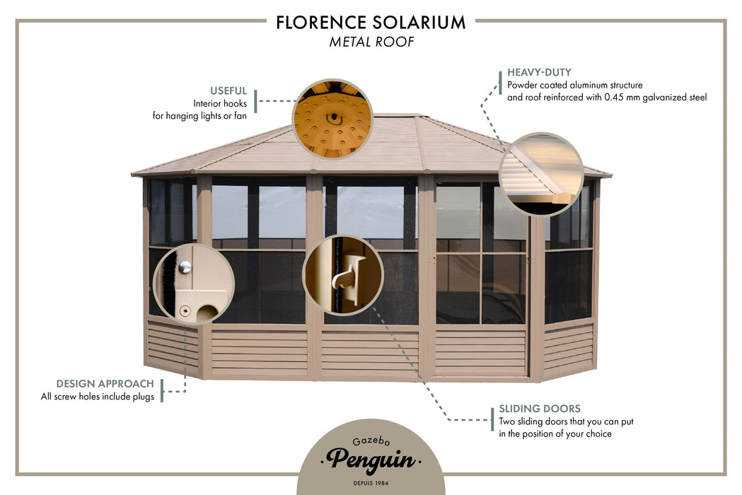 Gazebo Penguin Florence Solarium with Metal Roof 12' x 18'