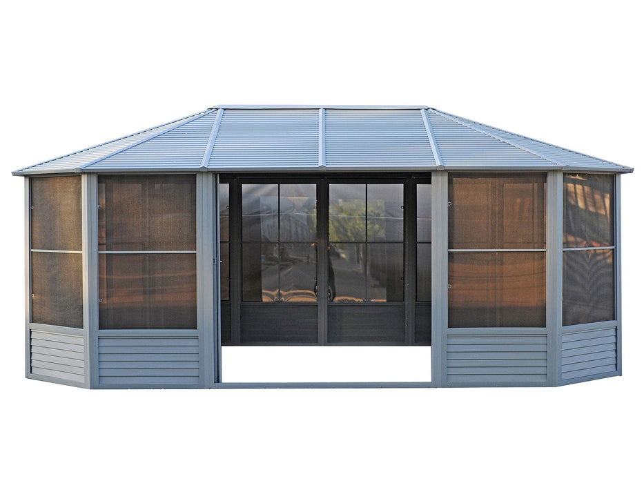 Gazebo Penguin Florence Sunroom Kit with Metal Roof 12' x 18' Solarium Gazebo Penguin Grey 