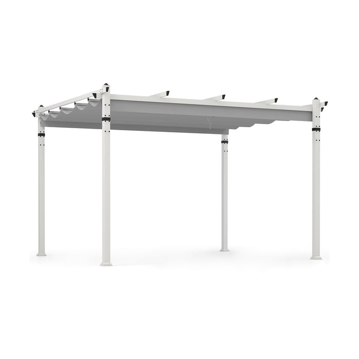 Outdoor Pergola with Retractable Canopy and Aluminum Frame-Gray