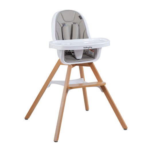 3-in-1 Convertible Wooden Baby High Chair-Gray