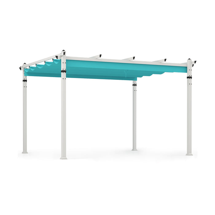 Outdoor Pergola with Retractable Canopy and Aluminum Frame-Turquoise