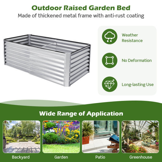 6 x 3 x 2 Feet Rustproof Metal Planter Box with Ground Stakes for Plants