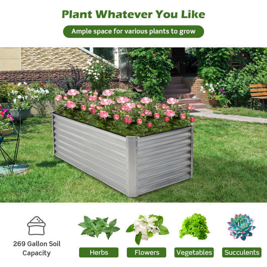 6 x 3 x 2 Feet Rustproof Metal Planter Box with Ground Stakes for Plants