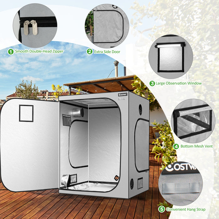 60 x 60 x 80 Inch Grow Tent High Reflective Mylar with Observation Window-Gray