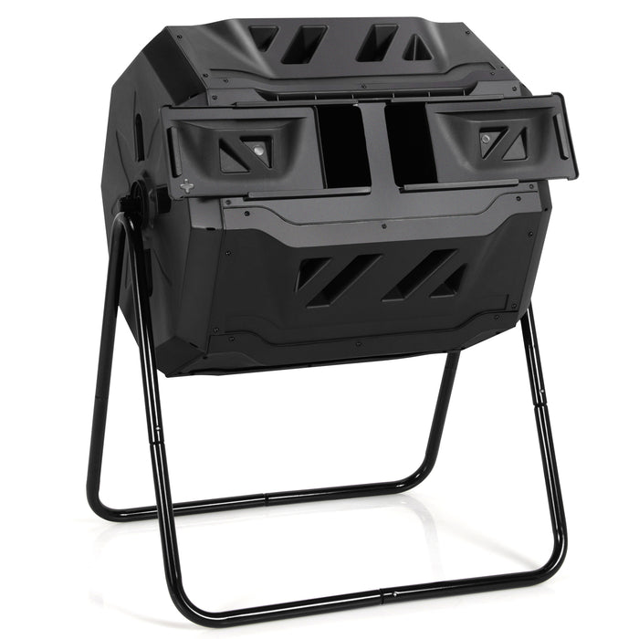 43 Gallon Composting Tumbler Compost Bin with Dual Rotating Chamber