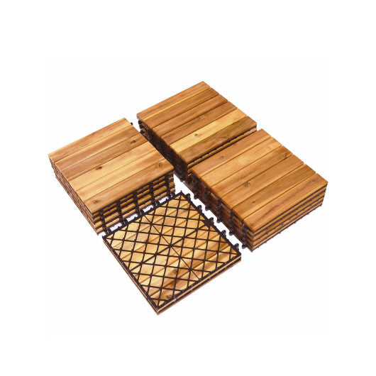 27 Pieces Acacia Wood Interlocking Patio Deck Tile