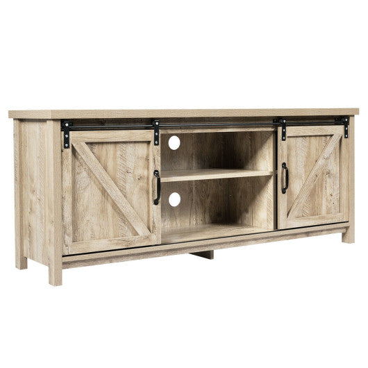 TV Stand Media Center Console Cabinet with Sliding Barn Door - Gray