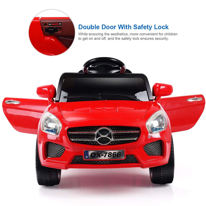 6V Kids Remote Control Battery Powered LED Lights Riding Car-Red