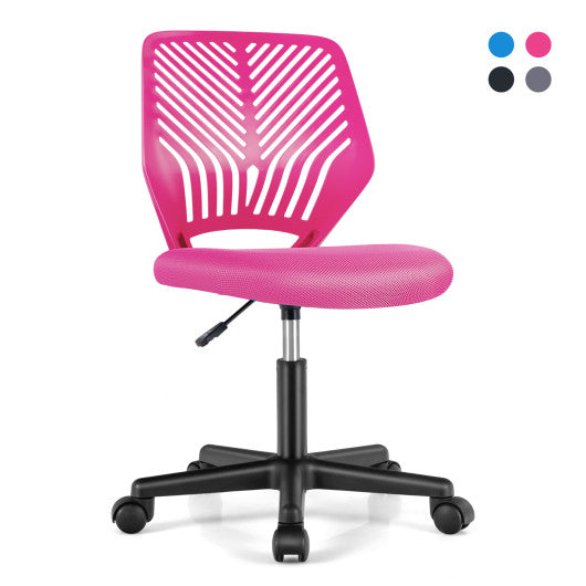 Height-adjustable Ergonomic Kids Desk Chair with Universal Casters-Pink