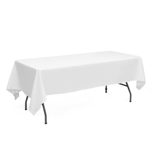 10 Pieces 60 x 102 Inch Rectangle Polyester Tablecloth-White