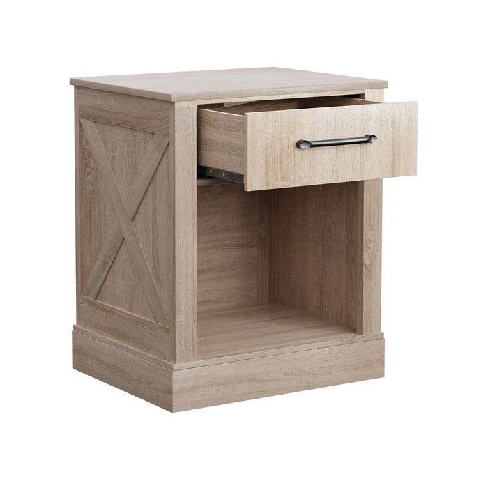 Compact Nightstand with Drawer and Shelf-Natural