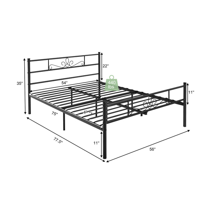 Twin/Full/Queen Size Metal Bed Frame with Headboard and Footboard-Full Size