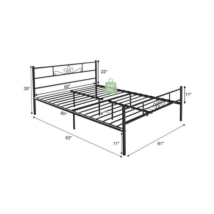 Twin/Full/Queen Size Metal Bed Frame with Headboard and Footboard-Queen Size