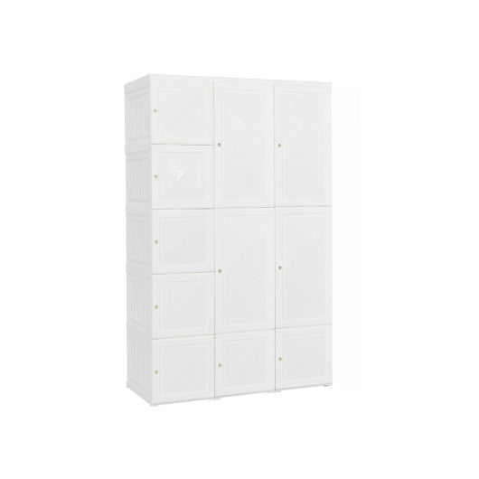 Foldable Armoire Wardrobe Closet with 10 Cubes