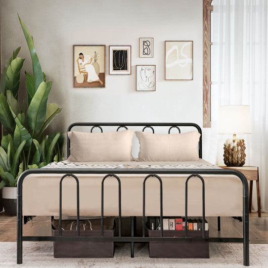 Full/Queen Size Metal Bed Frame with Headboard and Footboard-Full Size