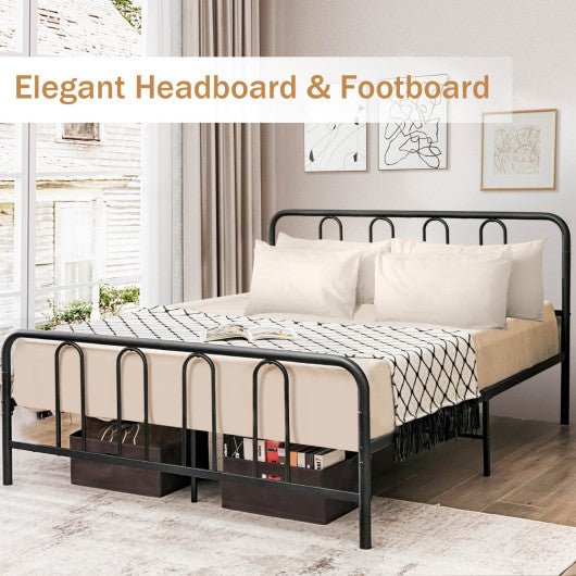 Full/Queen Size Metal Bed Frame with Headboard and Footboard-Full Size