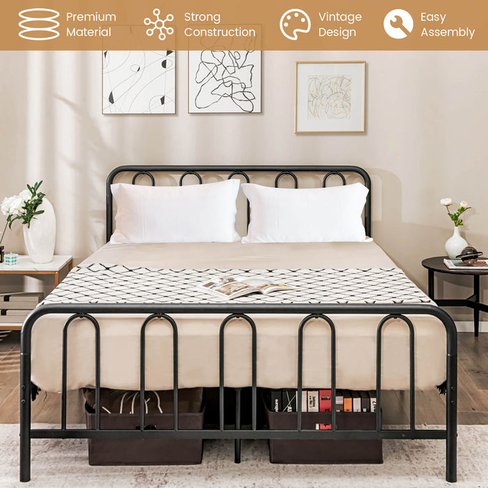 Full/Queen Size Metal Bed Frame with Headboard and Footboard-Queen Size