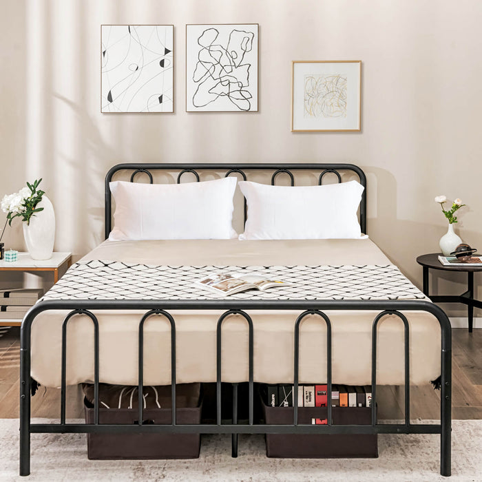 Full/Queen Size Metal Bed Frame with Headboard and Footboard-Queen Size