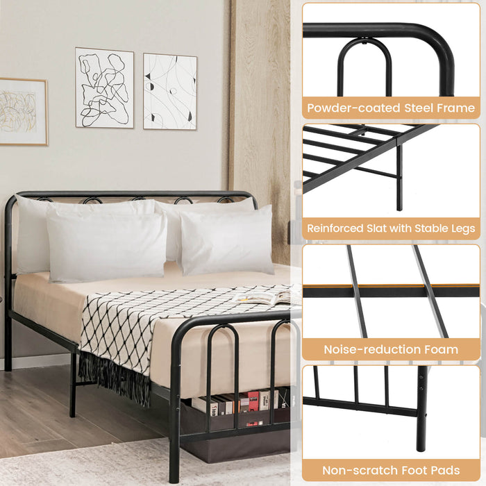 Full/Queen Size Metal Bed Frame with Headboard and Footboard-Queen Size