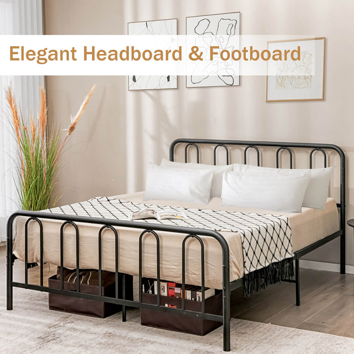 Full/Queen Size Metal Bed Frame with Headboard and Footboard-Queen Size