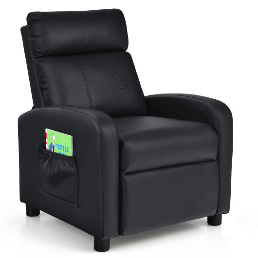 Ergonomic PU Leather Kids Recliner Lounge Sofa for 3-12 Age Group-Black