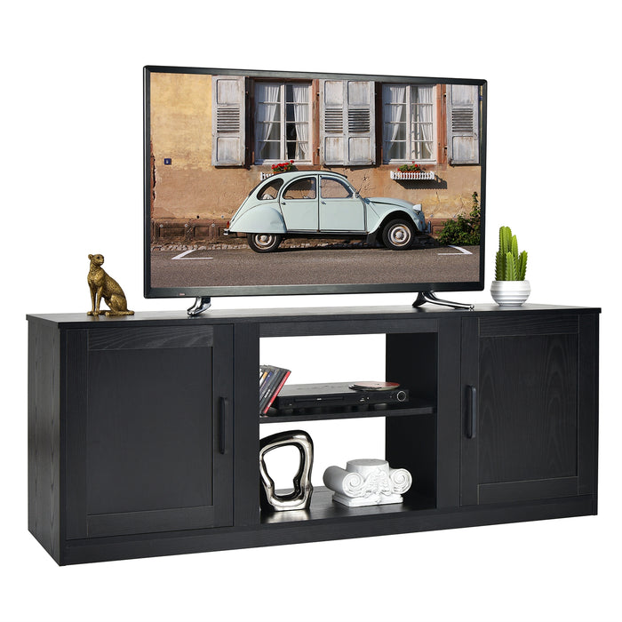 58 Inch TV Stand with 1500W Faux Fireplace for TVs up to 65 Inch-Black