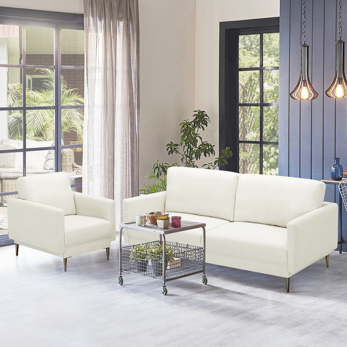 Modern Loveseat with Comfy Backrest Cushions-White