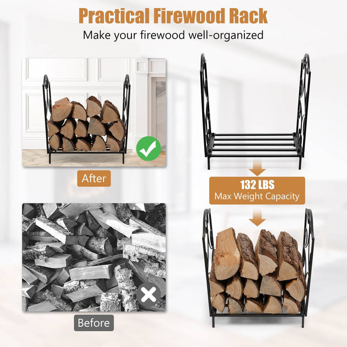 Heavy-Duty Steel Firewood Log Rack