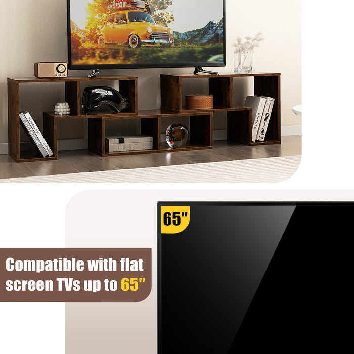 3 Pieces Console TV Stand for TVs up to 65 Inch with Shelves-Brown