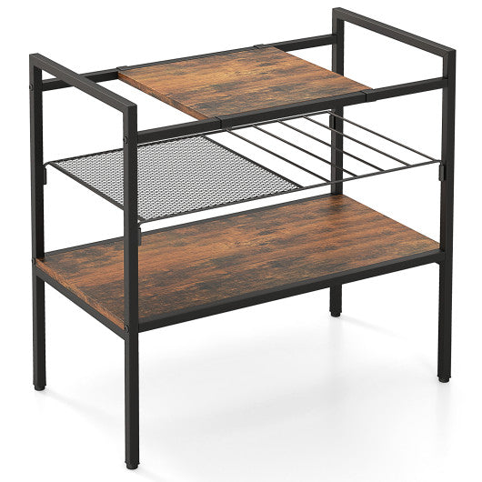 Industrial Entryway Table with Removable Panel and Mesh Shelf