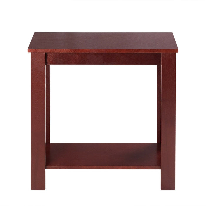 2-Tier Modern Compact End Table with Storage Shelf-Espresso