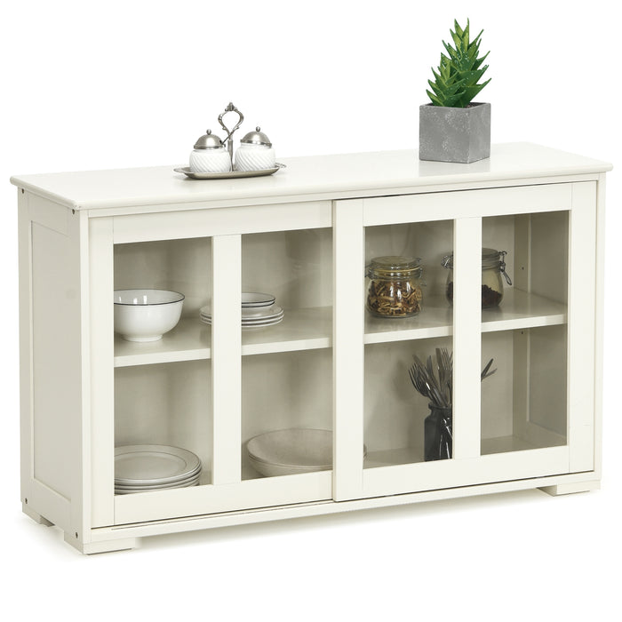 Sideboard Buffet Cupboard Storage Cabinet with Sliding Door-Antique White