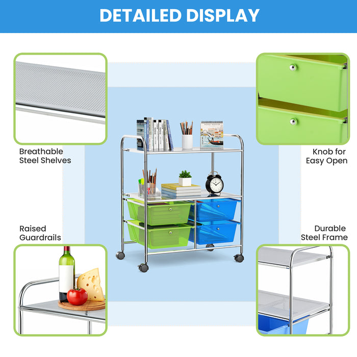 4 Drawers Rolling Storage Cart