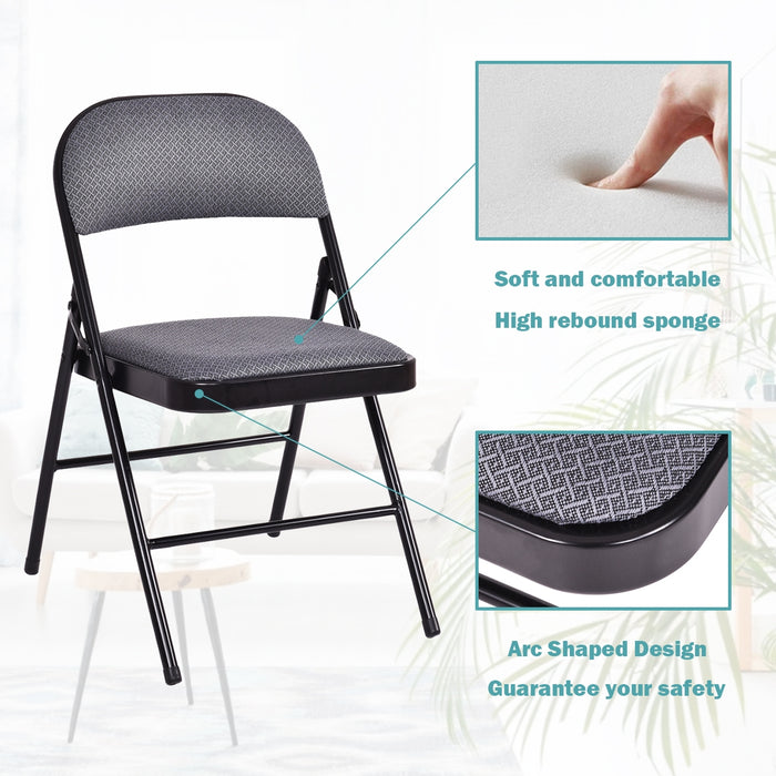 4 Pieces Fabric Upholstered Padded Seat Folding Chairs Seet