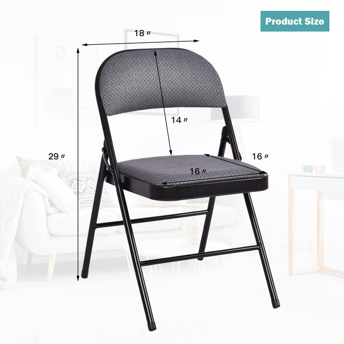 4 Pieces Fabric Upholstered Padded Seat Folding Chairs Seet