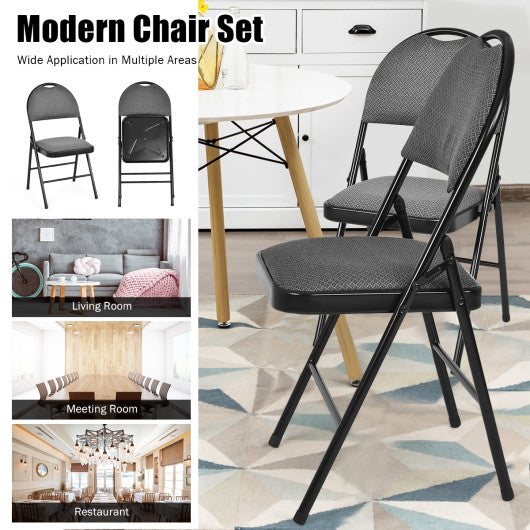 Set of 6 Folding Fabric Upholstered Metal Chairs