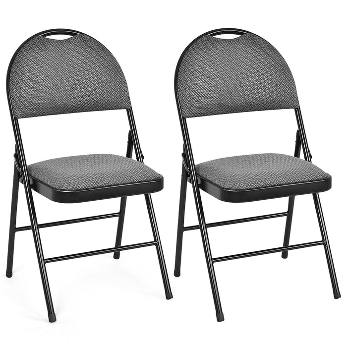 2/4 Pieces Padded Folding Office Chairs with Backrest-Set of 2