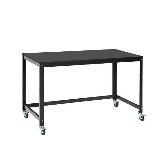 48 Inch Mobile Computer Workstation with 4 Smooth Casters-Black